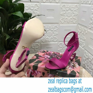 Dolce  &  Gabbana Heel 10.5cm Leather Sandals Fuchsia with D & G Heel 2021